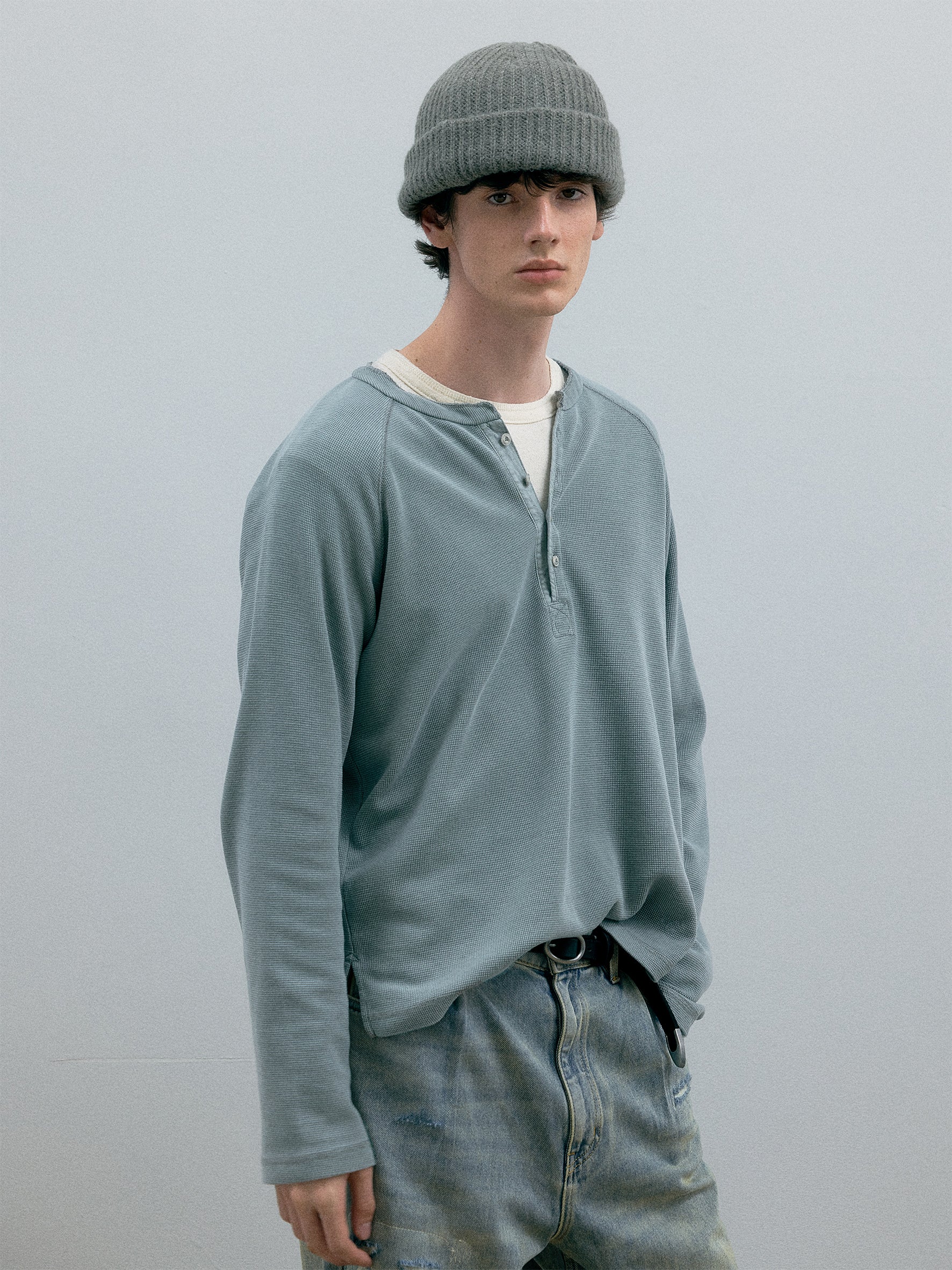 011 - Moccasin Memory Textured Henley - Image 3