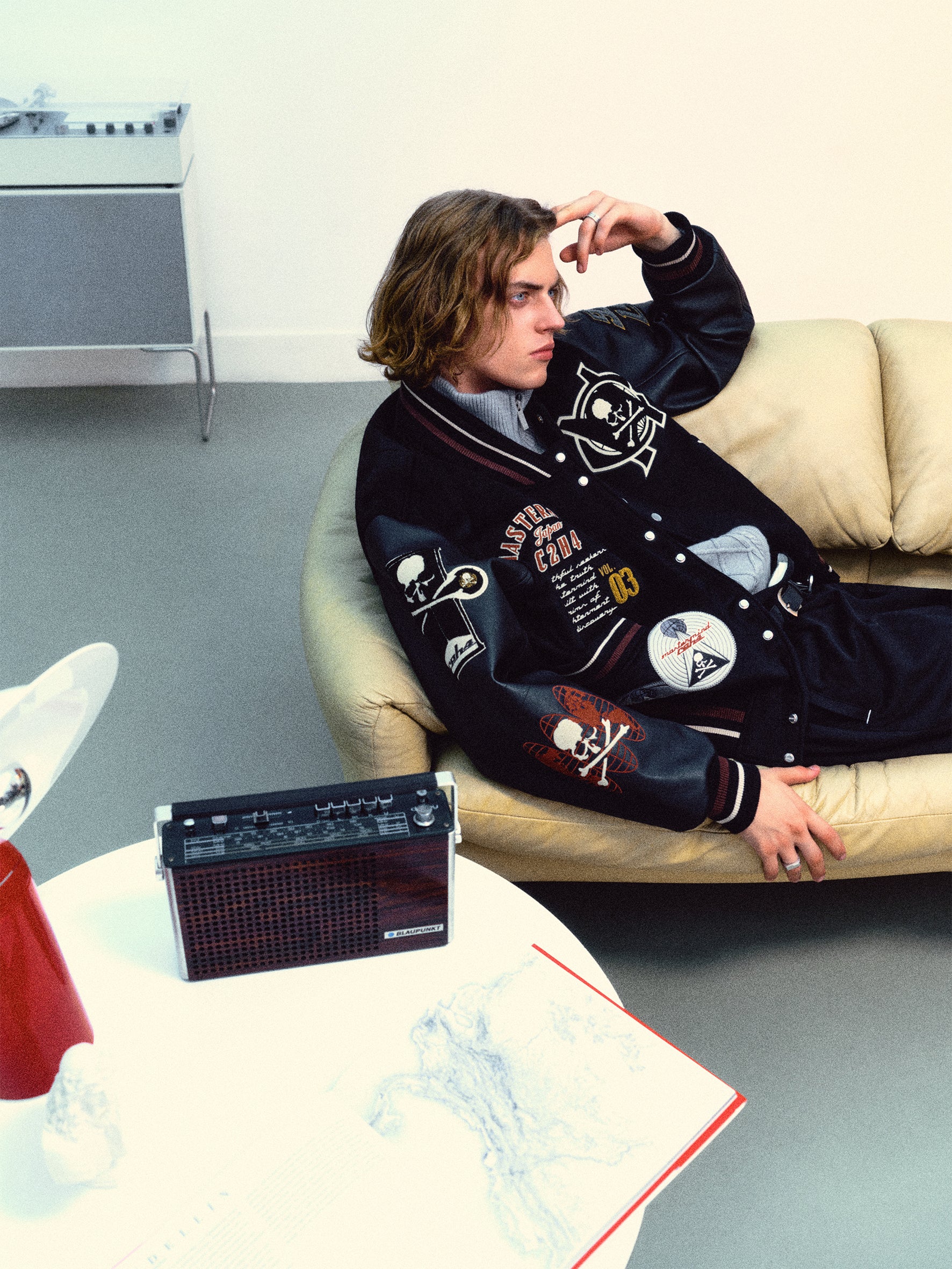 C2H4 x Mastermind JAPAN Vol.3 Curvilinear Varsity Jacket - Image 4
