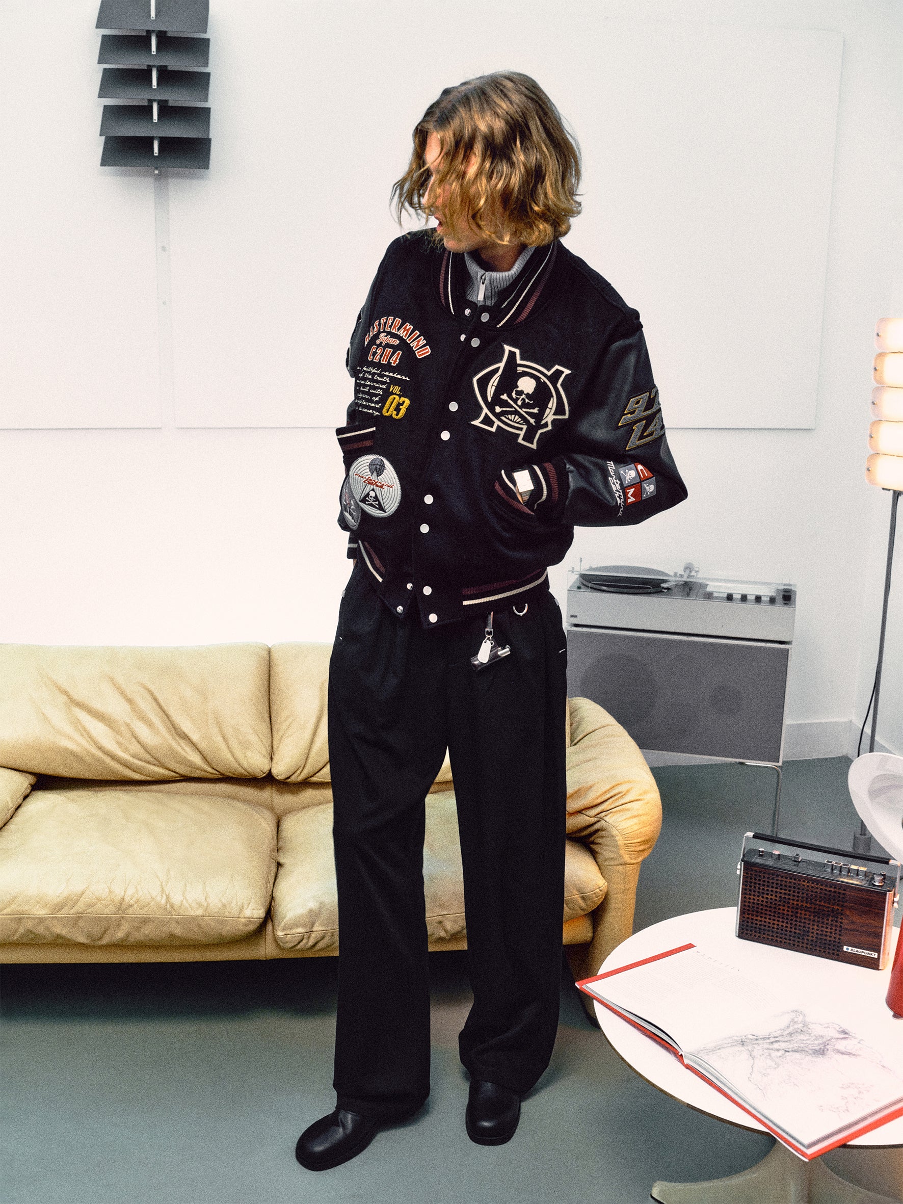 C2H4 x Mastermind JAPAN Vol.3 Curvilinear Varsity Jacket - Image 5