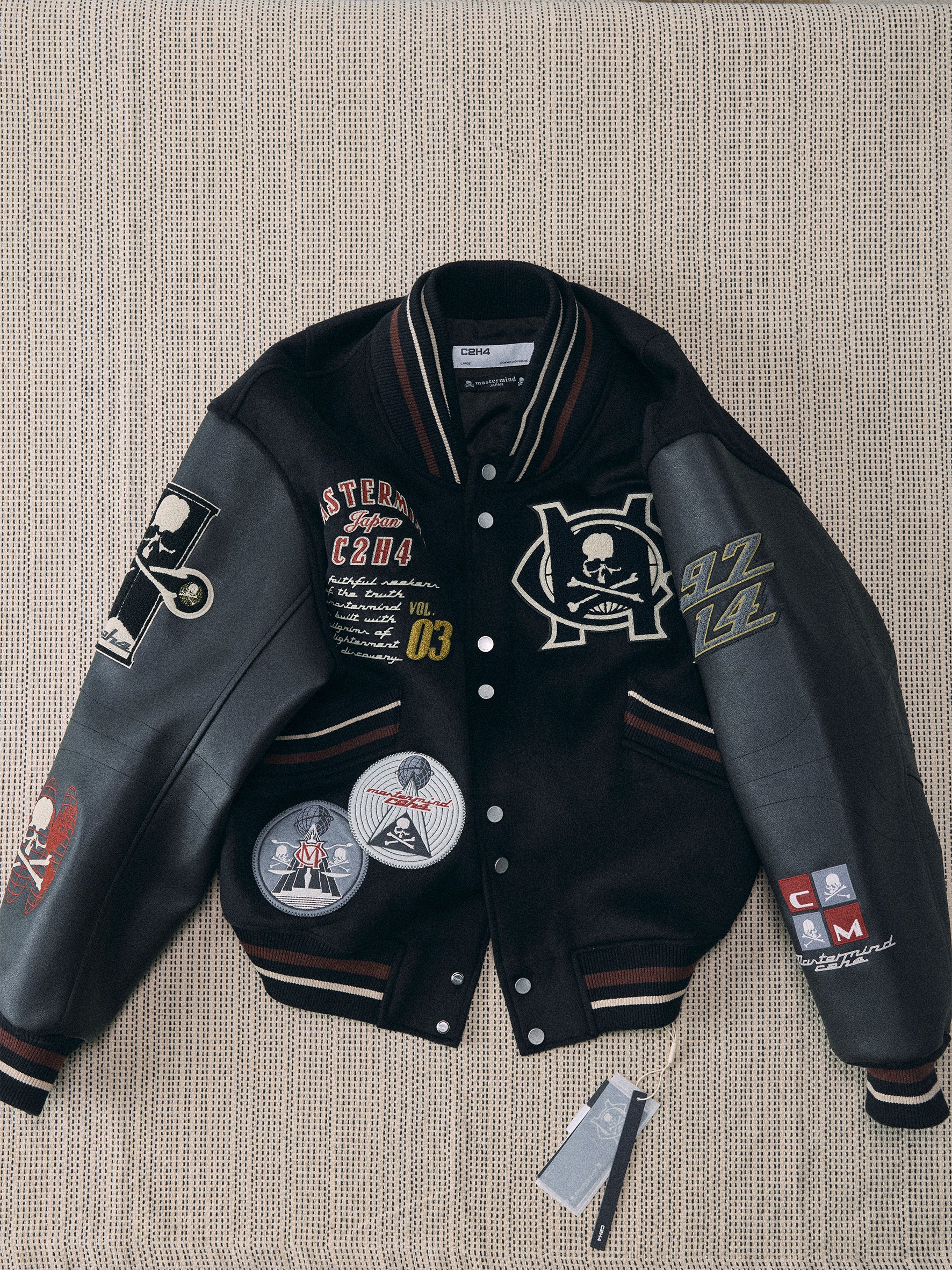 C2H4 x Mastermind JAPAN Vol.3 Curvilinear Varsity Jacket - Image 6