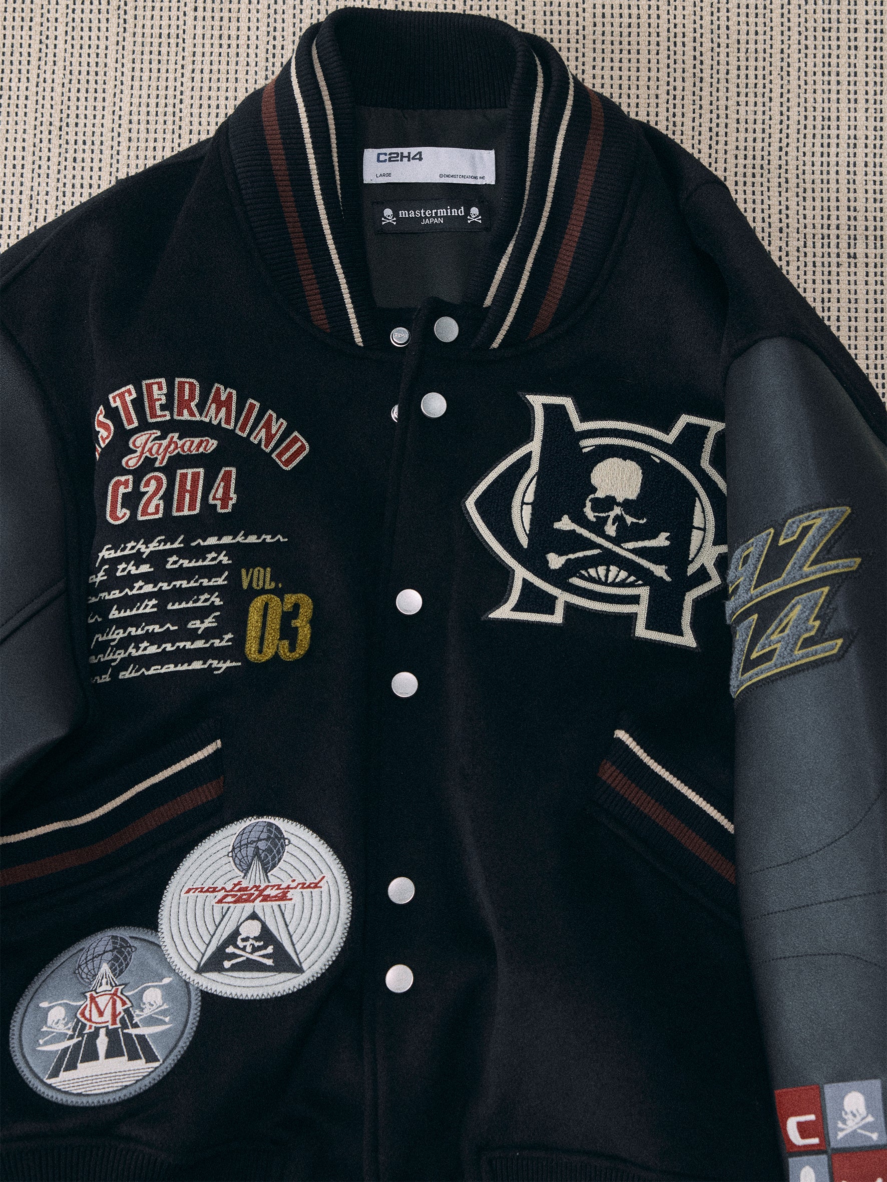 C2H4 x Mastermind JAPAN Vol.3 Curvilinear Varsity Jacket - Image 7