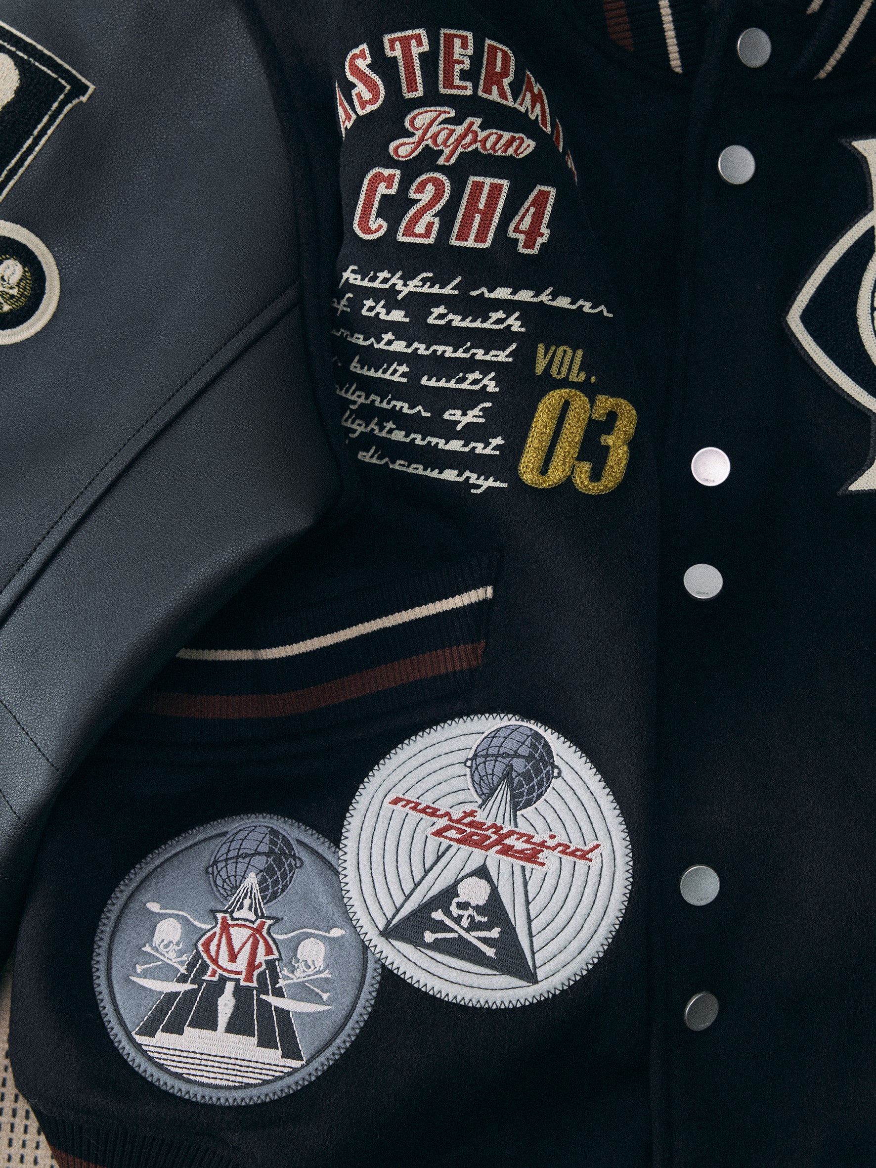 C2H4 x Mastermind JAPAN Vol.3 Curvilinear Varsity Jacket - Image 8