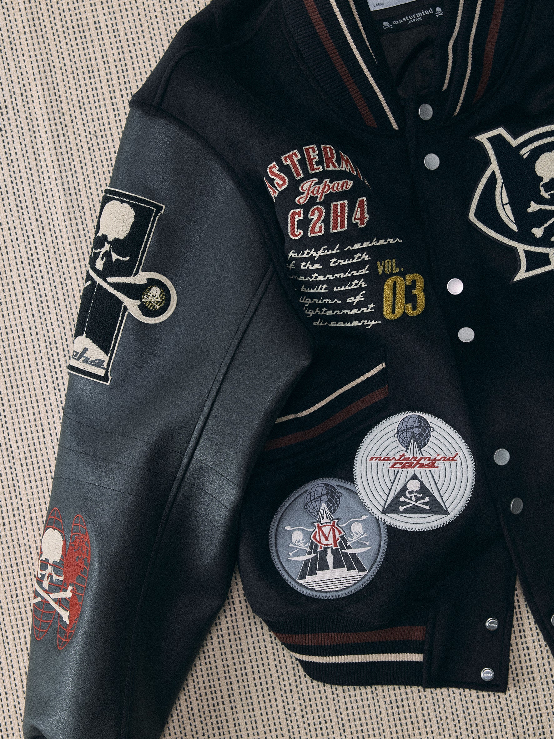 C2H4 x Mastermind JAPAN Vol.3 Curvilinear Varsity Jacket - Image 9
